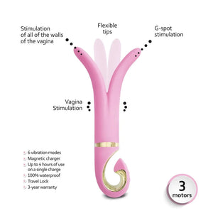 Gvibe3 vibrator 3 Motors, Couples Vibrator g-spot vibrator, prostate vibrator, anal sex vibe Pink by Gvibe