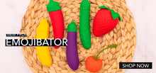 Load image into Gallery viewer, Emoji Vibes Party Pack: Strawberry, Chickie, Chili Pepper, Pickle, Queeni, Cherry, Eggplant &amp; Banana Massage &amp; Relaxation It&#39;s the Bomb® Party Emoji Pack. All 8 Pieces  
