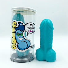 Load image into Gallery viewer, blue penis soap Chubs&#39; in gift can by It&#39;s the Bomb