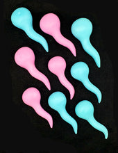 Load image into Gallery viewer, Sperm &#39;Spermies&#39; Assorted Color Soaps - Gender Reveal - It&#39;s a Boy or It&#39;s a Girl Whimsical Soaps It&#39;s the Bomb Sperm Pink &amp; Blue &#39;Spermies&#39; Cute Gift Can  