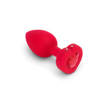 Load image into Gallery viewer, B-Vibe red Vibrating Heart Butt Plug with remote vibrators scarlet medium large
