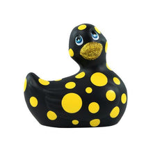Load image into Gallery viewer, Duckie White w/ Black Dots, Massager Bath Toy Bath &amp; Body It&#39;s the Bomb Black Duck Yellow Polka Dots  