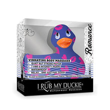 Load image into Gallery viewer, Duckie Royal Blue w/ Pink Hearts &amp; Kisses, Romance Bath &amp; Body It&#39;s the Bomb   