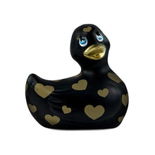 Load image into Gallery viewer, Duckie Royal Blue w/ Pink Hearts &amp; Kisses, Romance Bath &amp; Body It&#39;s the Bomb Black Duckie, Gold Hearts  