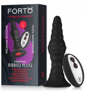 Butt Plug Vibrator w/ Remote. Large Ribbed by FORTO Massager