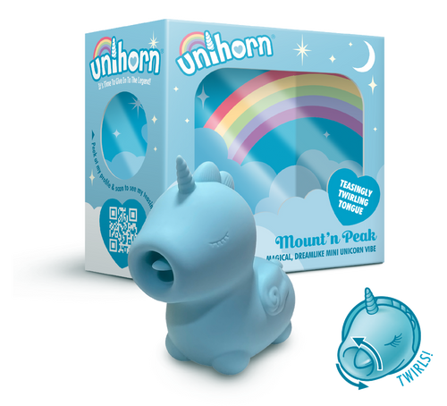 blue unihorn unicorn clit sex toy vibrator waterproof bath clitorous teasing twirling tongue new!