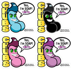 labels for penis soaps Chubs' in gift can by It's the Bomb