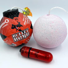 Load image into Gallery viewer, Kink Bath Bomb Bullet Surprise Inside BATH BOMB SURPRISES It&#39;s the Bomb Red X Canon Ball Label  