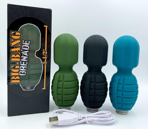 Hand Grenade Massager 'Big Bang' Massage Vibrator. Grenade Black Massager Suzy Bubbles   