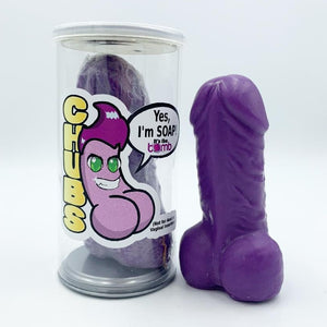 purple penis soap Chubs' in gift can by It's the Bomb