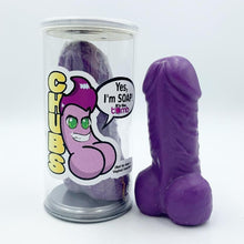 Load image into Gallery viewer, purple penis Soap, chubs in Gift Cans by it&#39;s the Bomb