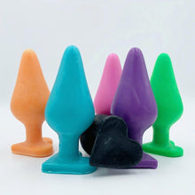 Load image into Gallery viewer, Butt Plug Soap in Blue Come in Cute Gift Cans WHIMSICAL &amp; NAUGHTY It&#39;s the Bomb 8 Butt Plug Color Pack. (1 of each color in gift cans)  