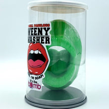 Load image into Gallery viewer, Weenie Washer Weeny Washer Mouth martian green wiener Cleaner Soap in Gift Can Made in USA