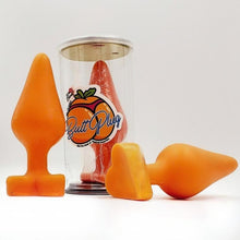 Load image into Gallery viewer, Butt Plug Soap in Blue Come in Cute Gift Cans WHIMSICAL &amp; NAUGHTY It&#39;s the Bomb Orange Butt Plug  
