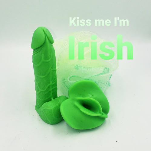 St Patrick's Irish Couple gag gift Shamrock Green Penis soap green vagina soap white Spermie Soaps