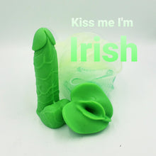 Load image into Gallery viewer, St Patrick Shamrock Green Sperm Spermies in a Cute Pop Top Gift Can Whimsical Soaps It&#39;s the Bomb St Patrick&#39;s Green Penis &amp; Green ILU VJ with White &#39;Spermie&#39;  