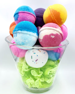 dozen assorted bath bomb fizzies display it's the bombbowl