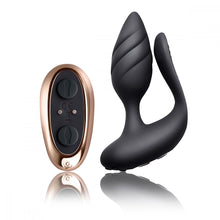 Load image into Gallery viewer, Couples sex Anal Vaginal &amp; Penis Vibrator with remote dual Stimulation Black or burgundy cocktail vibrator rocks off