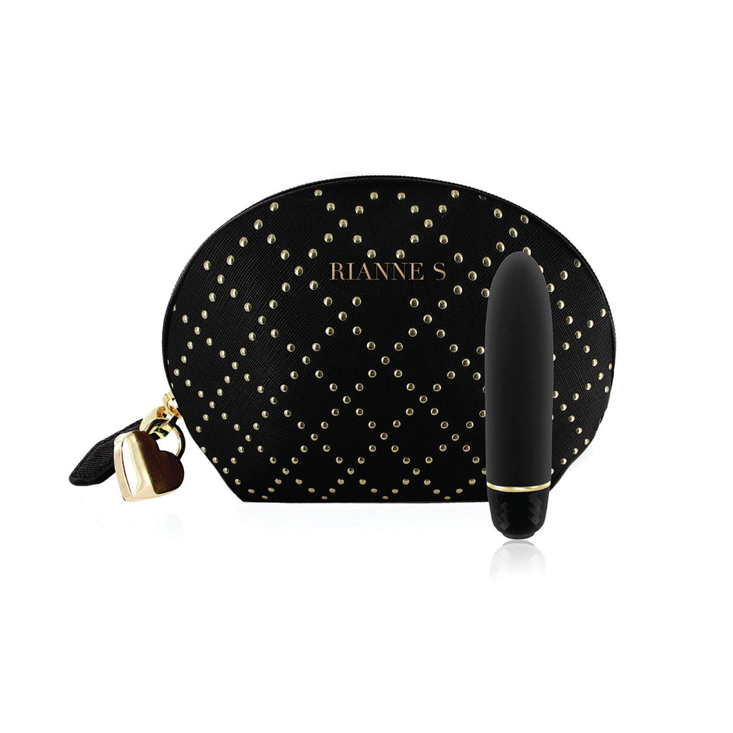 Vibration Massager In a Beautiful Carry Cosmetic Bag, Travel Vibrator ~ Black luxury studded bag NOVELTIES Entrenue   
