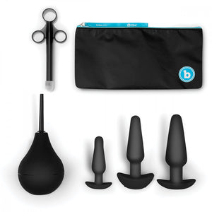 Butt Plug, Anal Play Cleaning and Training Set by B-Vibe Black Set Massager