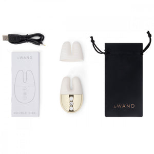 clit vibrator white and gold gift set Double clitoris Vibe, by Le Wand massager white and gold