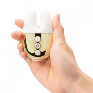 clit vibrator white & gold Double clitoris Vibe, by Le Wand massager white & gold