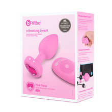 Load image into Gallery viewer, B-Vibe Pink Vibrating Heart Butt Plug with remote Medium Large vibrators Pink Topaz Small Med  