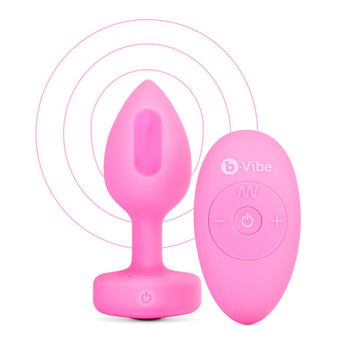 B-Vibe Pink Vibrating Heart Butt Plug with remote Medium Large vibrators Pink Topaz Small Med  