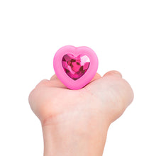 Load image into Gallery viewer, B-Vibe Vibrating Heart Butt Plug vibrator with remote pink topaz small medium