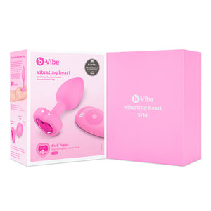 B-Vibe Pink Vibrating Heart Butt Plug with remote Medium Large vibrators Pink Topaz Small Med  