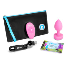 Load image into Gallery viewer, B-Vibe Pink Vibrating Heart Butt Plug with remote Medium Large vibrators Pink Topaz Small Med  