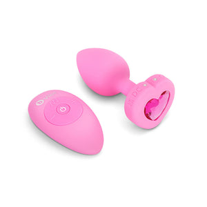 B-Vibe Vibrating Heart Butt Plug vibrator. with remote Scarlet Ruby Medium Large