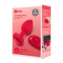 Load image into Gallery viewer, B-Vibe Vibrating vibrator Heart Butt Plug with remote Small Medium Large Scarlet Ruby Red