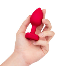 Load image into Gallery viewer, B-Vibe Vibrating vibrator Heart Butt Plug with remote Small Medium Large Scarlet Ruby Red