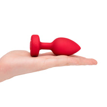 Load image into Gallery viewer, B-Vibe Vibrating vibrator Heart Butt Plug with remote Small Medium Large Scarlet Ruby Red