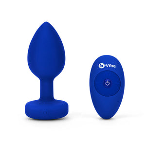 Vibrating Jewel Remote Controlled Butt Plug - Emerald Vibrating with remote Entrenue BLUE SAPPHIRE-L/XL  