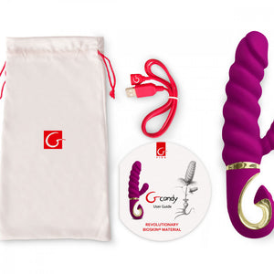 G-spot rabbit vibrator Gcandy Sweet Raspberry by GVibe g-spot clitoris vibe bio-skin waterproof bath vibrator, 2 motors