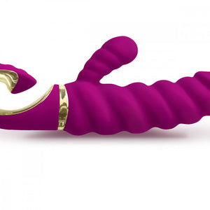 G-spot rabbit vibrator Gcandy Sweet Raspberry by GVibe g-spot clitoris vibe bio-skin waterproof bath vibrator, 2 motors