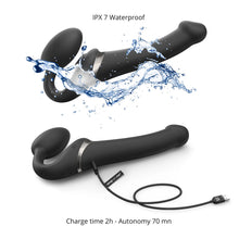 Load image into Gallery viewer, strap on lesbian extra large vibrator waterproof pegging black strap-on-me rechargeable