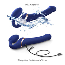 Load image into Gallery viewer, strap on lesbian extra large vibrator waterproof pegging blue strap-on-me rechargeable