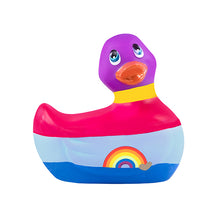 Load image into Gallery viewer, Duckie Black w/ Pink &amp; Red Stripes Massager Bath Toy Bath &amp; Body It&#39;s the Bomb Rainbow Pride Duckie  