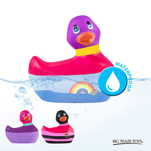 Duckie Black w/ Pink & Red Stripes Massager Bath Toy Bath & Body It's the Bomb   