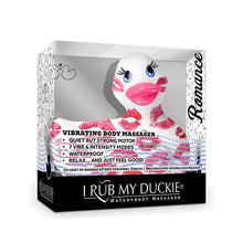 Load image into Gallery viewer, Duckie Royal Blue w/ Pink Hearts &amp; Kisses, Romance Bath &amp; Body It&#39;s the Bomb   