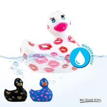 Load image into Gallery viewer, Duckie Royal Blue w/ Pink Hearts &amp; Kisses, Romance Bath &amp; Body It&#39;s the Bomb   