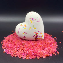 Load image into Gallery viewer, Heart Bath Bombs, &#39;Party Hearty&#39; White w/ Sprinkles CUPIDS COURT HEART BOMBS It&#39;s the Bomb Sprinkles &#39;Party Hearty&#39;  