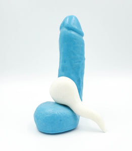 Stroker Jr' blue penis soap with suction cup white spermie soap