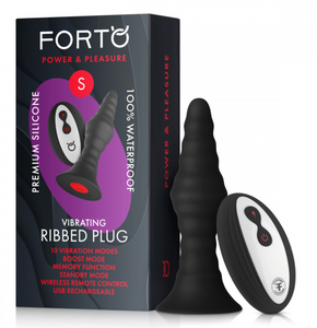 Butt Plug Vibrator with Remote. Small Ribbed by FORTO Massager