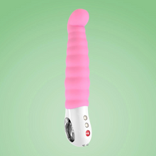 Load image into Gallery viewer, St Patricks Shamrock Green Vibrator, Large Girthy by Fun Factory &#39;Patchy Paul G5&#39; FREE GIFT! Health &amp; Beauty Entrenue Soft Pink Vibrator &#39;Patchy Paul&#39; with a handle  