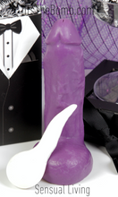 Load image into Gallery viewer, Stroker Jr&#39; purple penis soap with suction cup white spermie soap