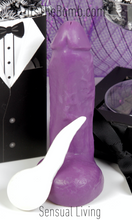 Load image into Gallery viewer, Stroker Jr&#39; Purple penis soap with suction cup white spermie soap